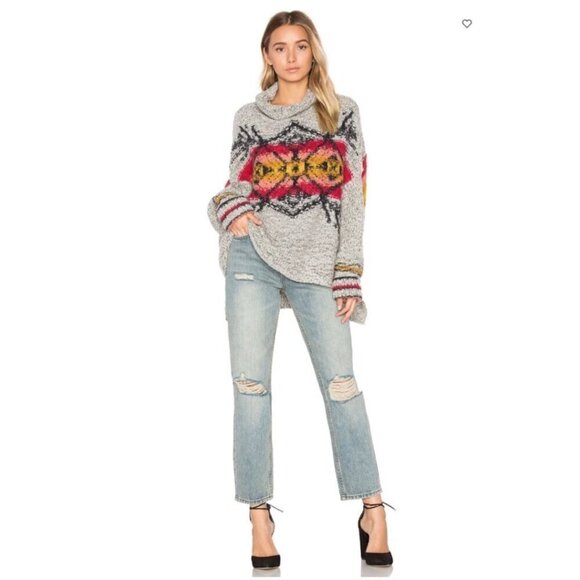 Free People Arctic Blast Pullover Turtleneck Oversized Sweater Wool Blend Size S - Picture 7 of 10